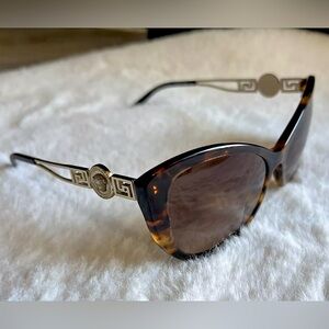 100% AUTHENTIC Womens Versace Sunglasses 4295 Brown Gold Logo Tortoise GUC case!